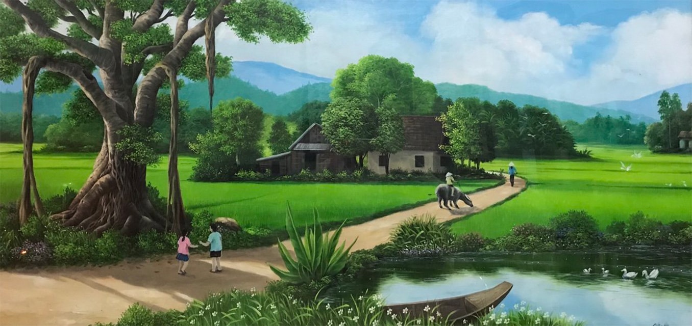 Bức họa đồng quê bằng tranh sơn dầu