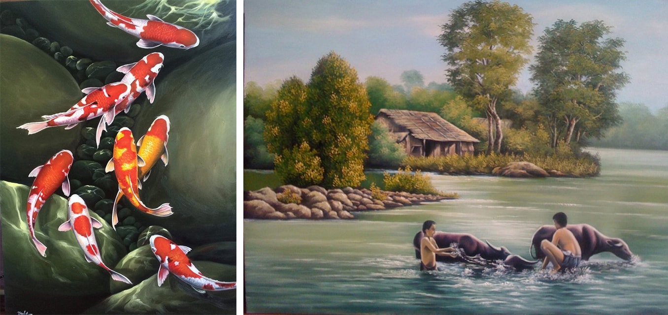 Các bức tranh sơn dầu của Hà Thuần Việt cực kỳ sống động