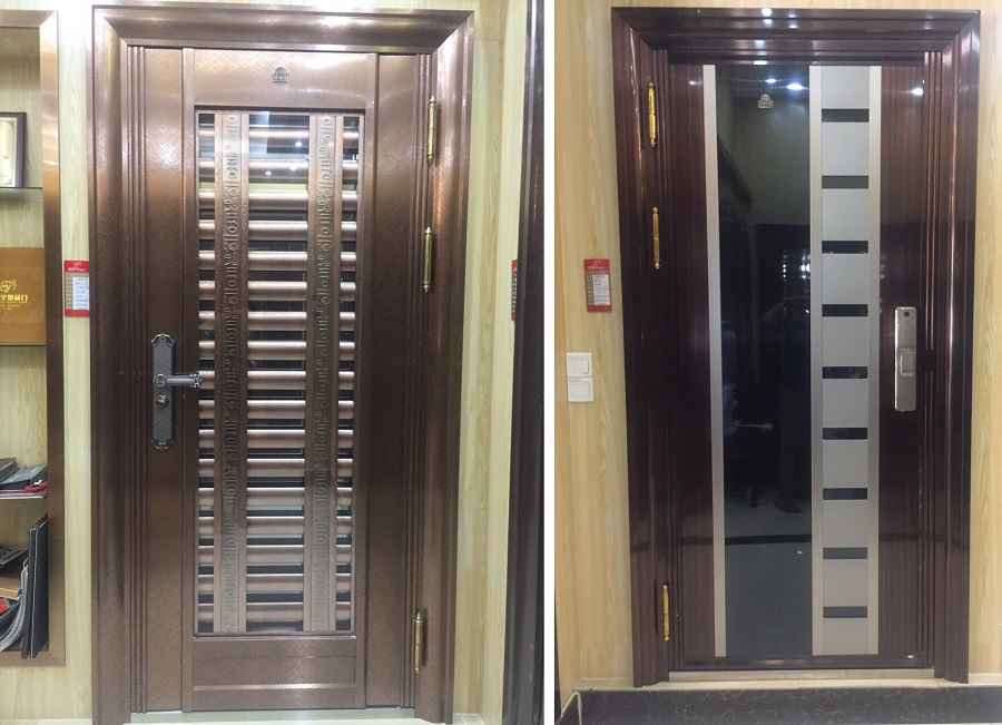 Cửa thép xi mạ - cửa thép có hoa văn bằng đồng