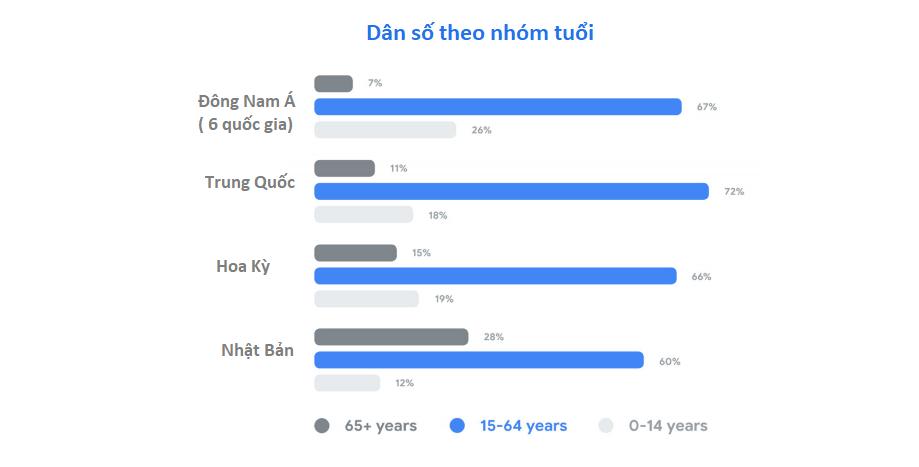 Biểu đồ về dân số theo nhóm tuổi