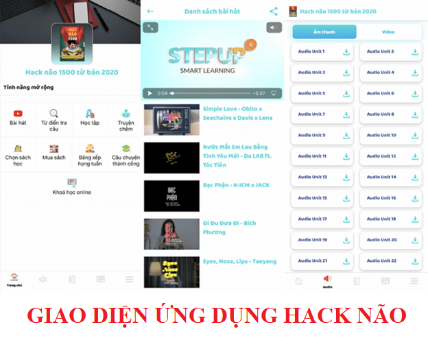 Giao diện ứng dụng Hack Não