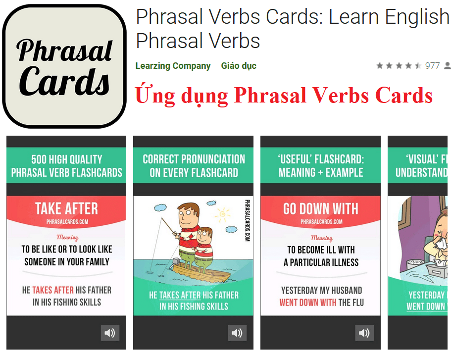 Ứng dụng Phrasal Verbs Cards