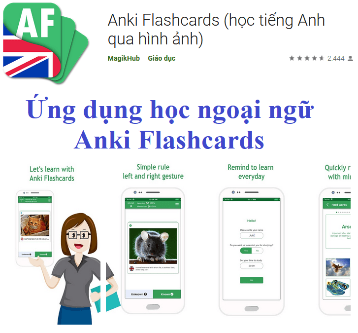 Ứng dụng học ngoại ngữ Anki Flashcards